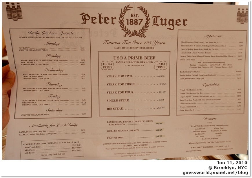 ♣ 紐約食記│Brooklyn【Peter Luger】- 米其林一星的牛排百年名店