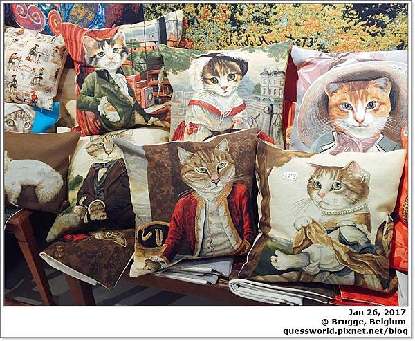 ♞ 比利時買買│布魯日【Susan Herbert】- 美麗的貓抱枕